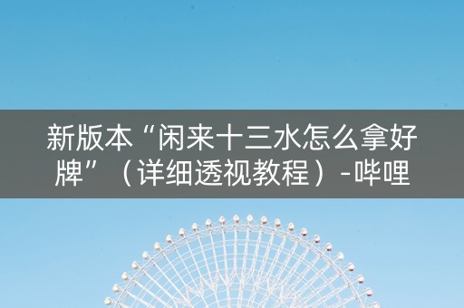 新版本“闲来十三水怎么拿好牌”（详细透视教程）-哔哩哔哩