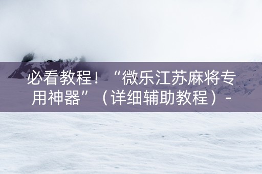 必看教程！“微乐江苏麻将专用神器”（详细辅助教程）-哔哩哔哩