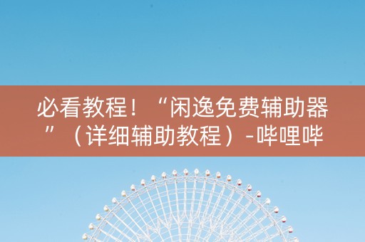 必看教程！“闲逸免费辅助器”（详细辅助教程）-哔哩哔哩