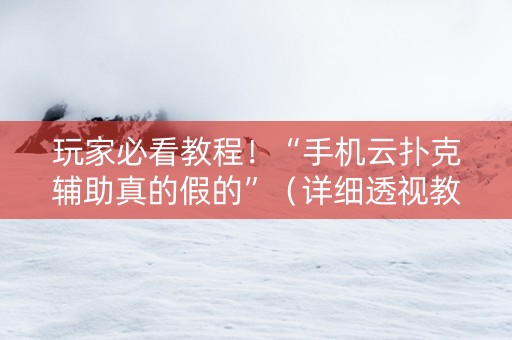 玩家必看教程！“手机云扑克辅助真的假的”（详细透视教程）-哔哩哔哩
