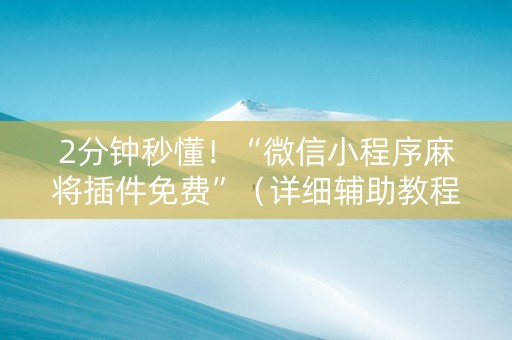 2分钟秒懂！“微信小程序麻将插件免费”（详细辅助教程）-哔哩哔哩