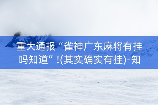 重大通报“雀神广东麻将有挂吗知道”!(其实确实有挂)-知乎