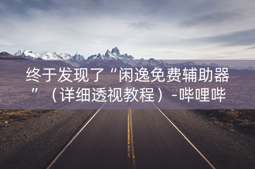 终于发现了“闲逸免费辅助器”（详细透视教程）-哔哩哔哩