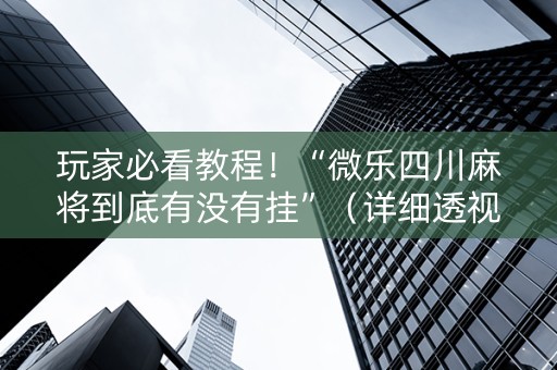 玩家必看教程！“微乐四川麻将到底有没有挂”（详细透视教程）-哔哩哔哩