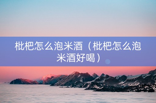 枇杷怎么泡米酒（枇杷怎么泡米酒好喝）