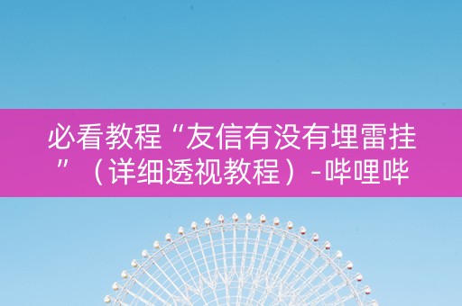 必看教程“友信有没有埋雷挂”（详细透视教程）-哔哩哔哩
