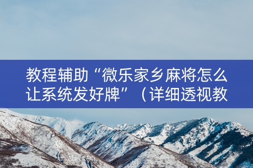 教程辅助“微乐家乡麻将怎么让系统发好牌”（详细透视教程）-哔哩哔哩