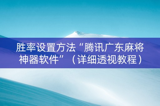 胜率设置方法“腾讯广东麻将神器软件”（详细透视教程）-哔哩哔哩