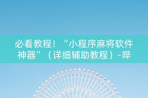 必看教程！“小程序麻将软件神器”（详细辅助教程）-哔哩哔哩