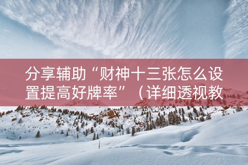 分享辅助“财神十三张怎么设置提高好牌率”（详细透视教程）-哔哩哔哩