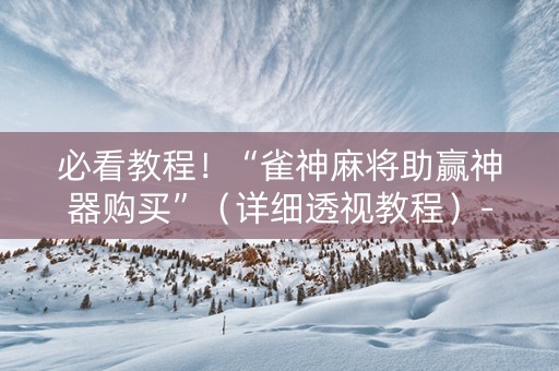 必看教程！“雀神麻将助赢神器购买”（详细透视教程）-哔哩哔哩