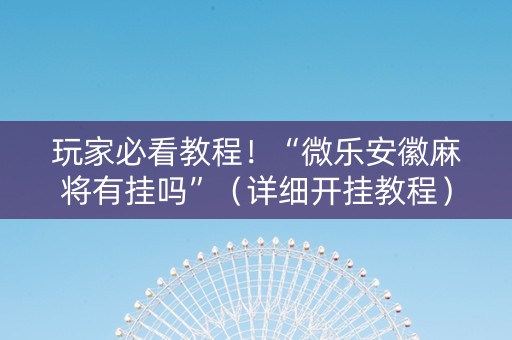 玩家必看教程！“微乐安徽麻将有挂吗”（详细开挂教程）-哔哩哔哩