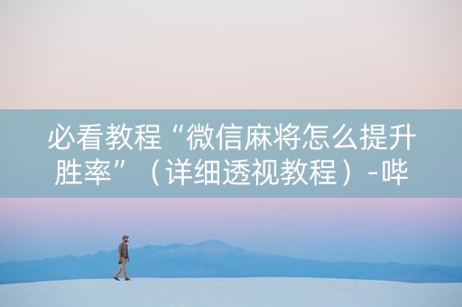 必看教程“微信麻将怎么提升胜率”（详细透视教程）-哔哩哔哩