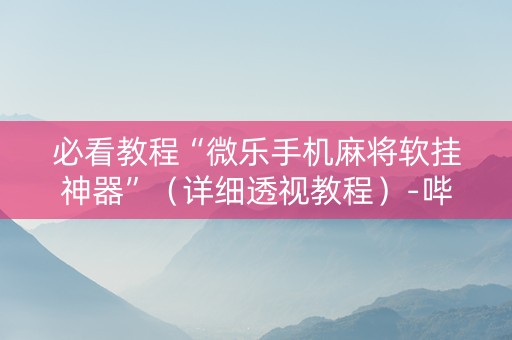 必看教程“微乐手机麻将软挂神器”（详细透视教程）-哔哩哔哩