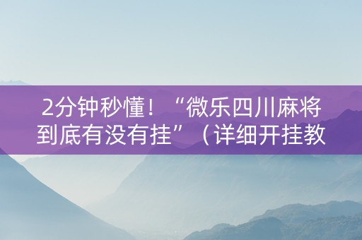 2分钟秒懂！“微乐四川麻将到底有没有挂”（详细开挂教程）-哔哩哔哩