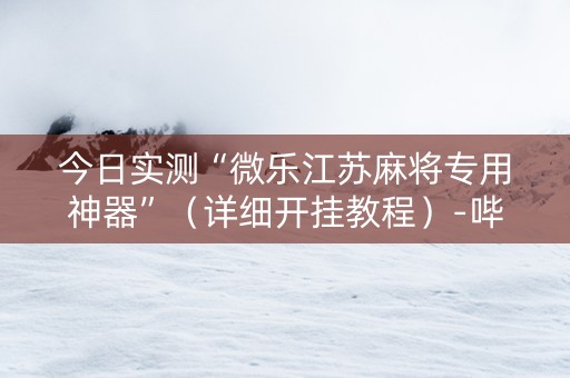 今日实测“微乐江苏麻将专用神器”（详细开挂教程）-哔哩哔哩