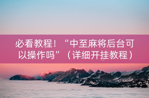 必看教程！“中至麻将后台可以操作吗”（详细开挂教程）-哔哩哔哩