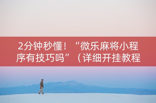 2分钟秒懂！“微乐麻将小程序有技巧吗”（详细开挂教程）-哔哩哔哩