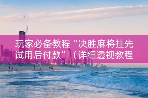 玩家必备教程“决胜麻将挂先试用后付款”（详细透视教程）-哔哩哔哩