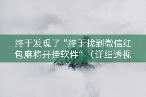 终于发现了“终于找到微信红包麻将开挂软件”（详细透视教程）-哔哩哔哩