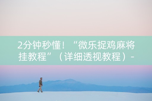 2分钟秒懂！“微乐捉鸡麻将挂教程”（详细透视教程）-哔哩哔哩