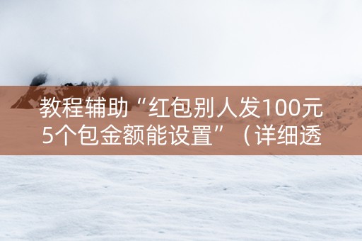 教程辅助“红包别人发100元5个包金额能设置”（详细透视教程）-哔哩哔哩