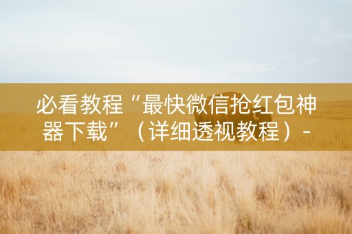 必看教程“最快微信抢红包神器下载”（详细透视教程）-哔哩哔哩