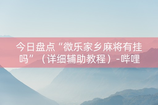 今日盘点“微乐家乡麻将有挂吗”（详细辅助教程）-哔哩哔哩