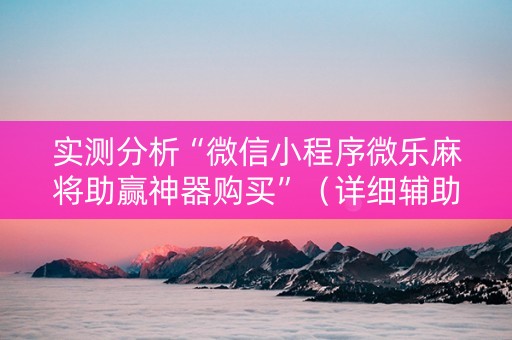 实测分析“微信小程序微乐麻将助赢神器购买”（详细辅助教程）-哔哩哔哩