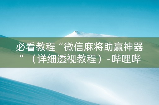 必看教程“微信麻将助赢神器”（详细透视教程）-哔哩哔哩