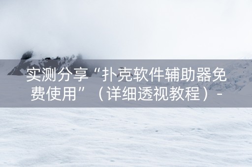 实测分享“扑克软件辅助器免费使用”（详细透视教程）-哔哩哔哩