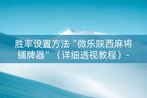 胜率设置方法“微乐陕西麻将铺牌器”（详细透视教程）-哔哩哔哩