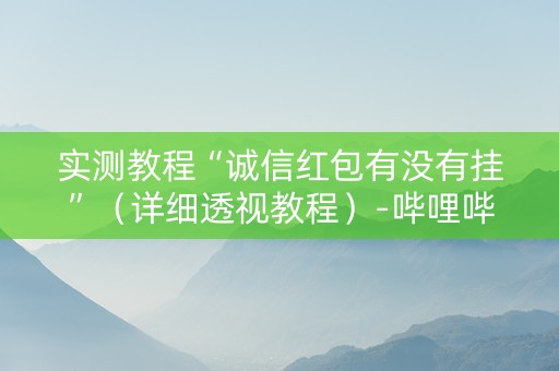 实测教程“诚信红包有没有挂”（详细透视教程）-哔哩哔哩