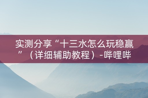 实测分享“十三水怎么玩稳赢”（详细辅助教程）-哔哩哔哩