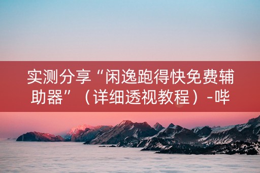 实测分享“闲逸跑得快免费辅助器”（详细透视教程）-哔哩哔哩
