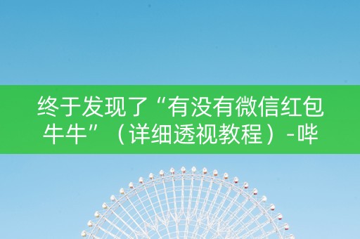 终于发现了“有没有微信红包牛牛”（详细透视教程）-哔哩哔哩
