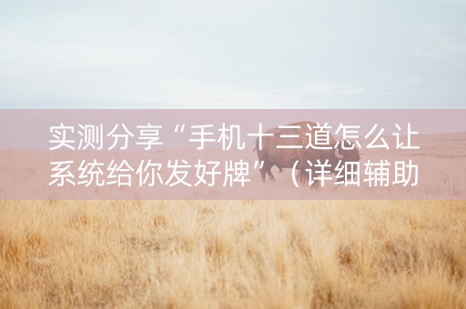 实测分享“手机十三道怎么让系统给你发好牌”（详细辅助教程）-哔哩哔哩