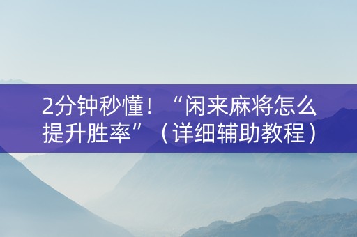 2分钟秒懂！“闲来麻将怎么提升胜率”（详细辅助教程）-哔哩哔哩