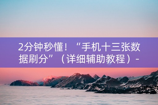 2分钟秒懂！“手机十三张数据刷分”（详细辅助教程）-哔哩哔哩
