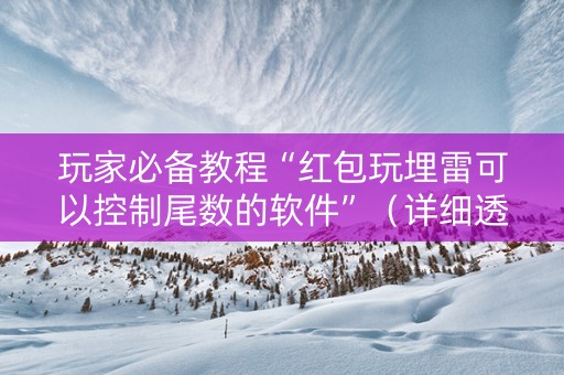 玩家必备教程“红包玩埋雷可以控制尾数的软件”（详细透视教程）-哔哩哔哩