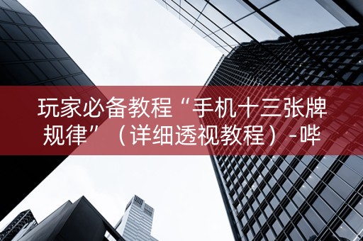 玩家必备教程“手机十三张牌规律”（详细透视教程）-哔哩哔哩