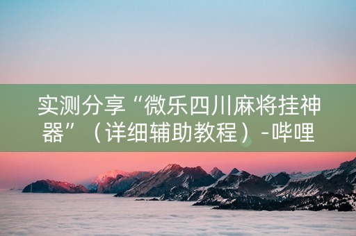 实测分享“微乐四川麻将挂神器”（详细辅助教程）-哔哩哔哩
