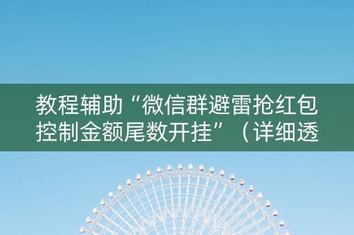 教程辅助“微信群避雷抢红包控制金额尾数开挂”（详细透视教程）-哔哩哔哩