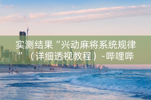 实测结果“兴动麻将系统规律”（详细透视教程）-哔哩哔哩