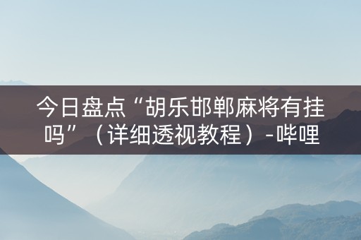 今日盘点“胡乐邯郸麻将有挂吗”（详细透视教程）-哔哩哔哩