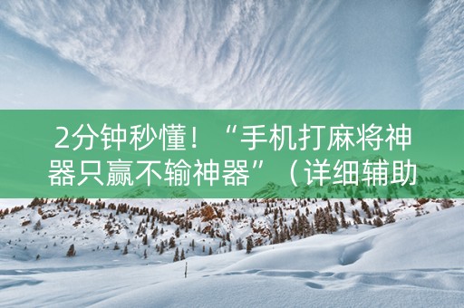 2分钟秒懂！“手机打麻将神器只赢不输神器”（详细辅助教程）-哔哩哔哩