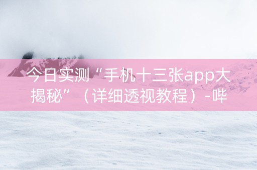 今日实测“手机十三张app大揭秘”（详细透视教程）-哔哩哔哩