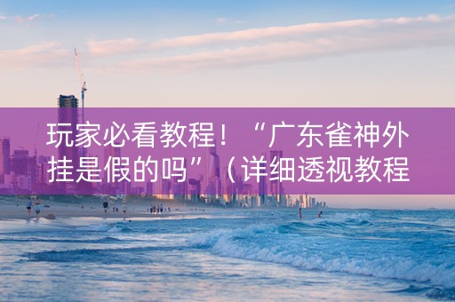 玩家必看教程！“广东雀神外挂是假的吗”（详细透视教程）-哔哩哔哩