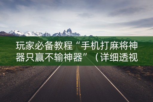 玩家必备教程“手机打麻将神器只赢不输神器”（详细透视教程）-哔哩哔哩