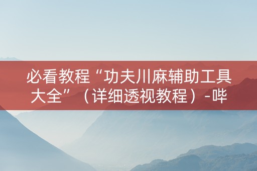 必看教程“功夫川麻辅助工具大全”（详细透视教程）-哔哩哔哩